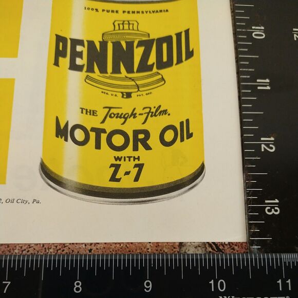 Pennzoil Motor - Oil Can / Richest Oil in World - Vtg 1961 PRINT AD Ephemera - Picture 7 of 9